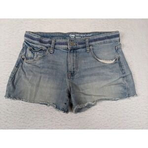 Gap Girlfriend Short Denim Shorts Size 6 28 Light‎ Wash Distressed